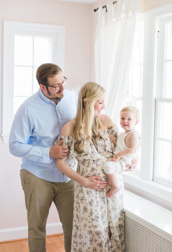 Dc Maternity Photographer, Marie Elizabeth Photography, Standing With Husband And Son.