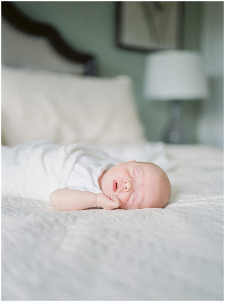 Baby On Bed During Bethesda Newborn Photography Session