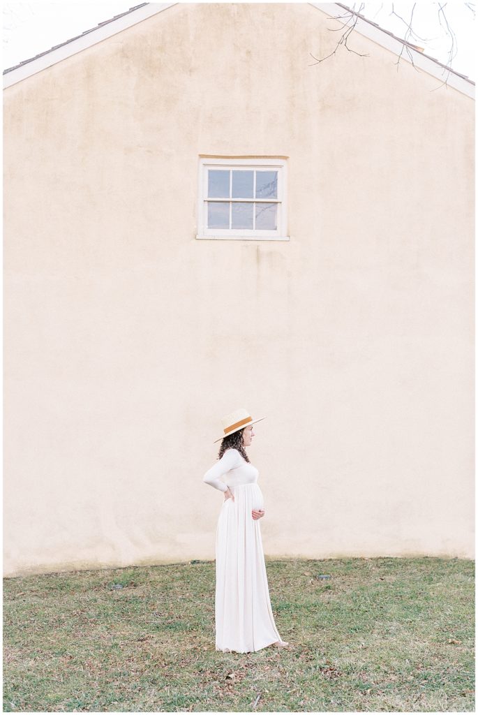 Expecting Mother During A Maternity Session Outside Of Dc