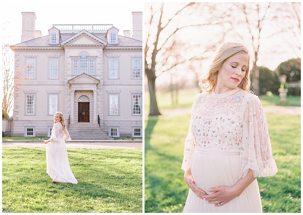 Golden Hour Maternity Session Outside Of Washington, D.c. At The Great Marsh Estate