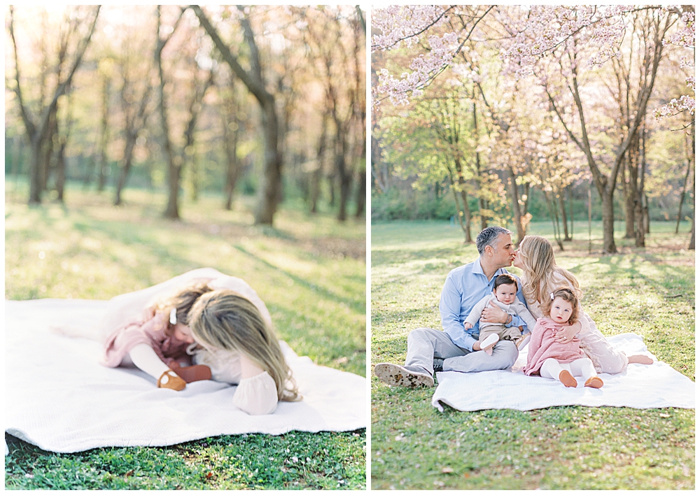 Family Sits On A Blanket During Dc Family Photo Session