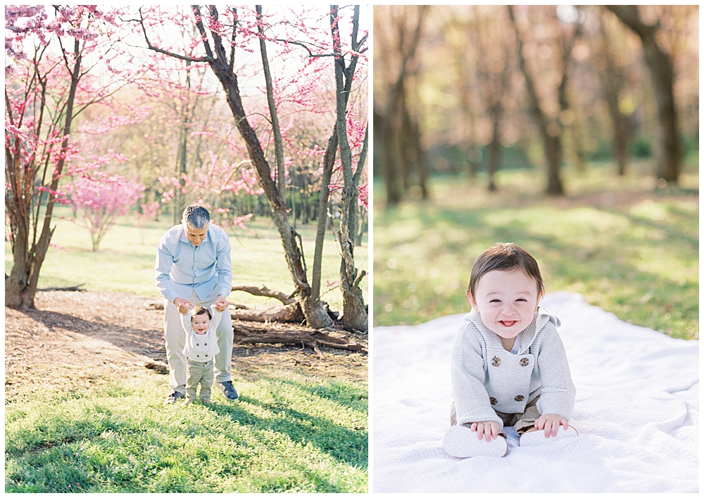 Baby Boy With His Father During A Dc Family Session At The National Arboretum.