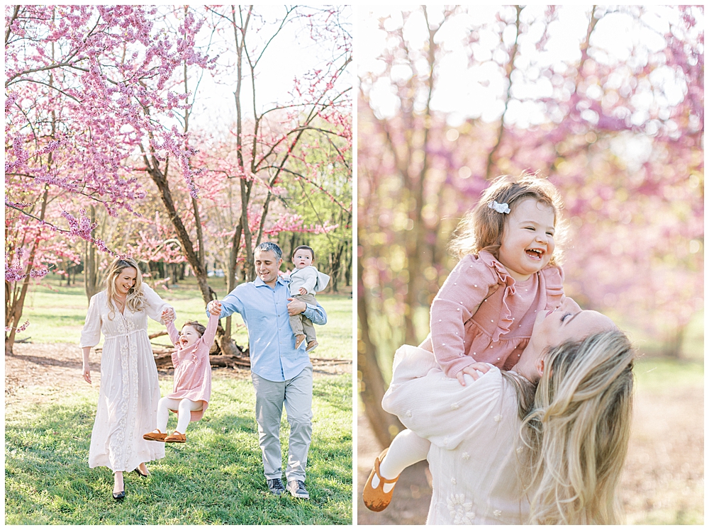 Family Walks With Their Little Girl At The National Arboretum During Their Dc Family Photo Session