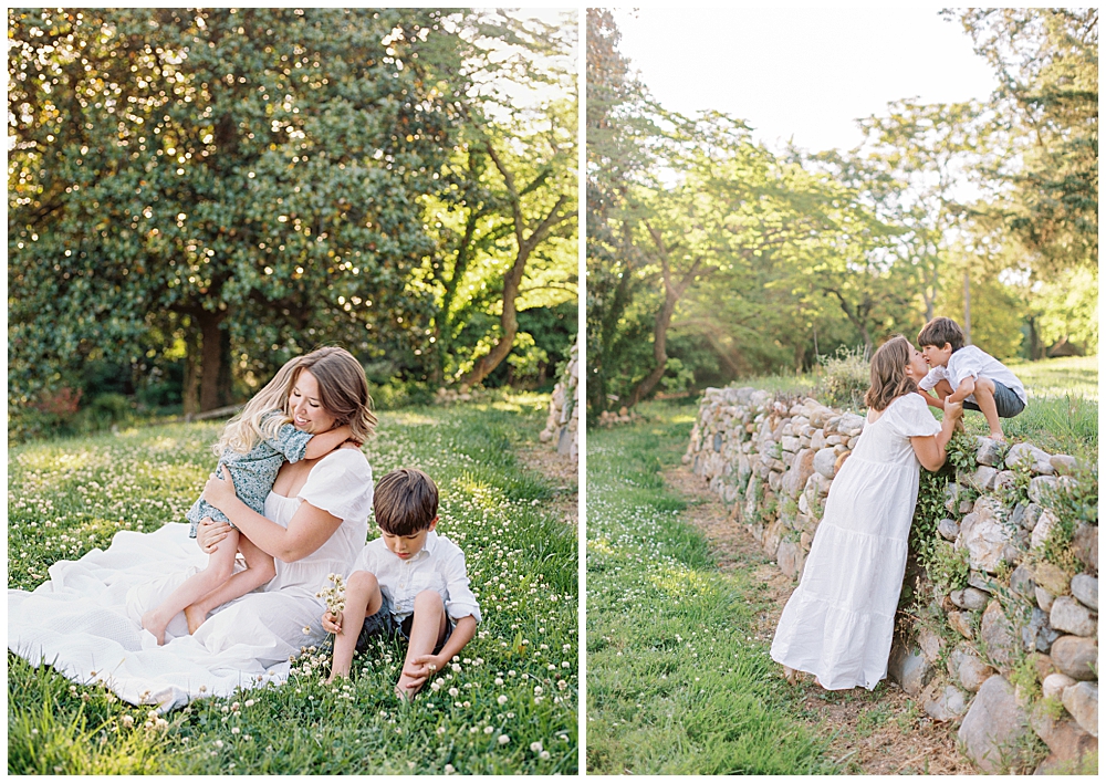 Mother Hugs Her Children At Mulberry Fields In Southern Maryland