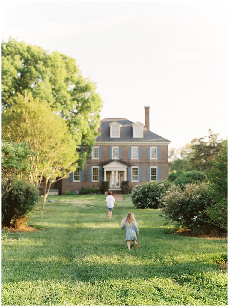 Little Children Run Towards Manor At Mulberry Fields