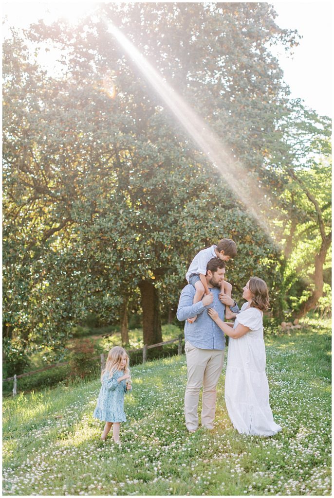 Family Photographers In Maryland | Family Stands Together During Their Family Photo Session At Mulberry Fields