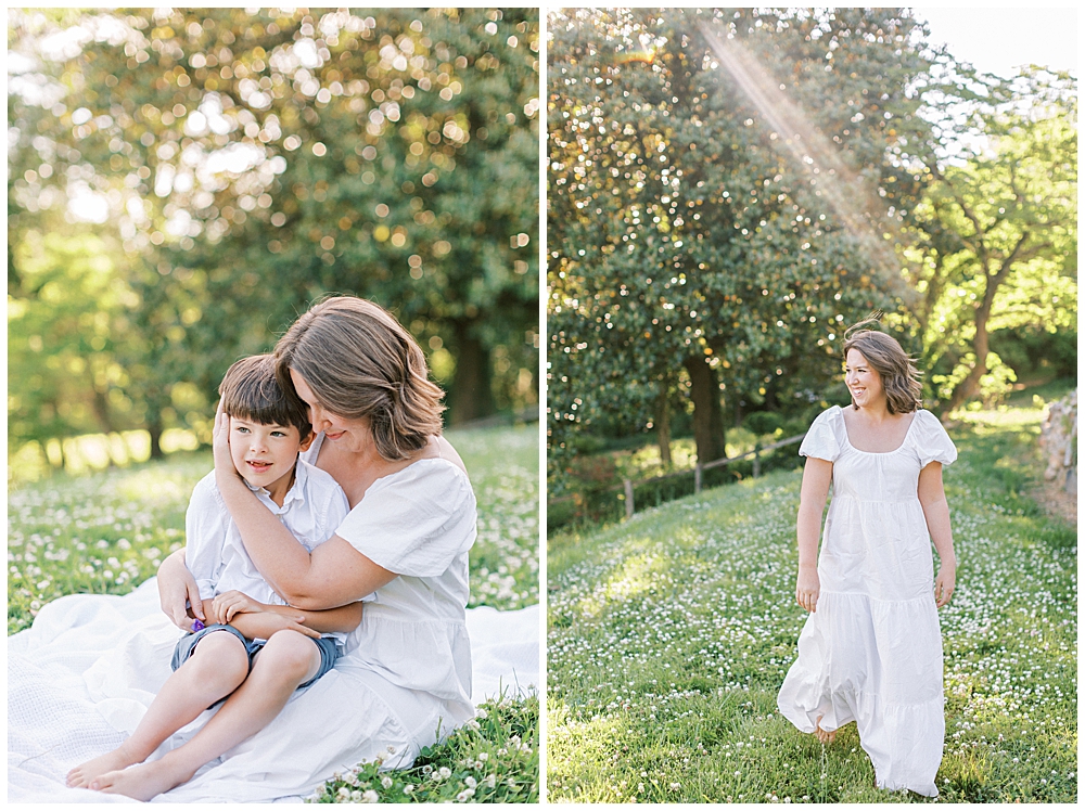 Son Sits On His Mother's Lap During Their Family Photo Session