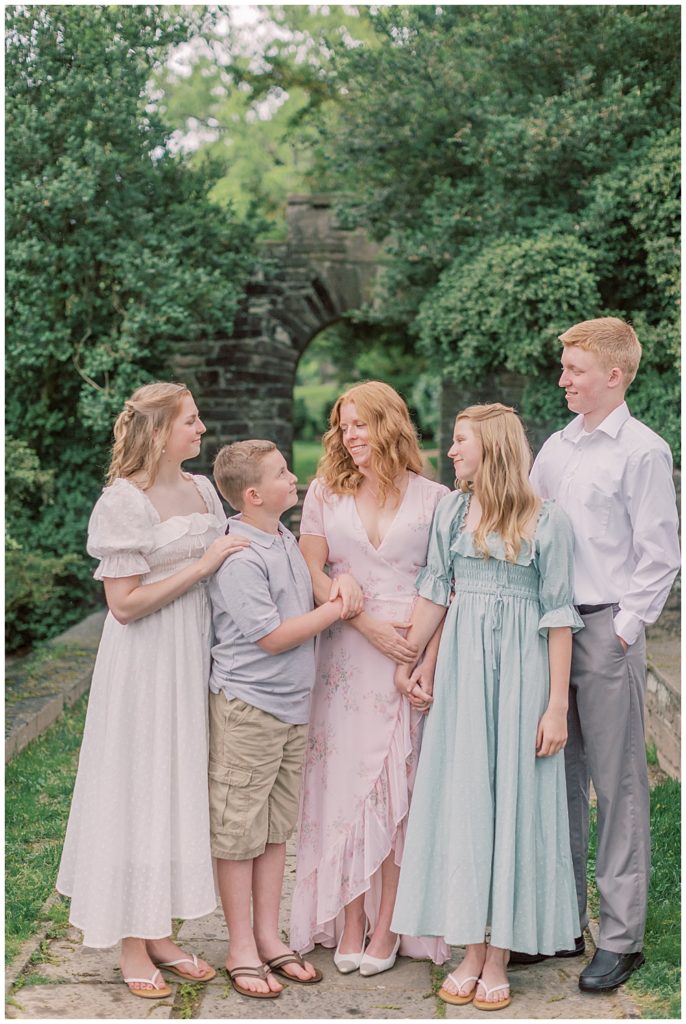 Northern Virginia Family Photographer | Mother Stands With Her Four Grown Children