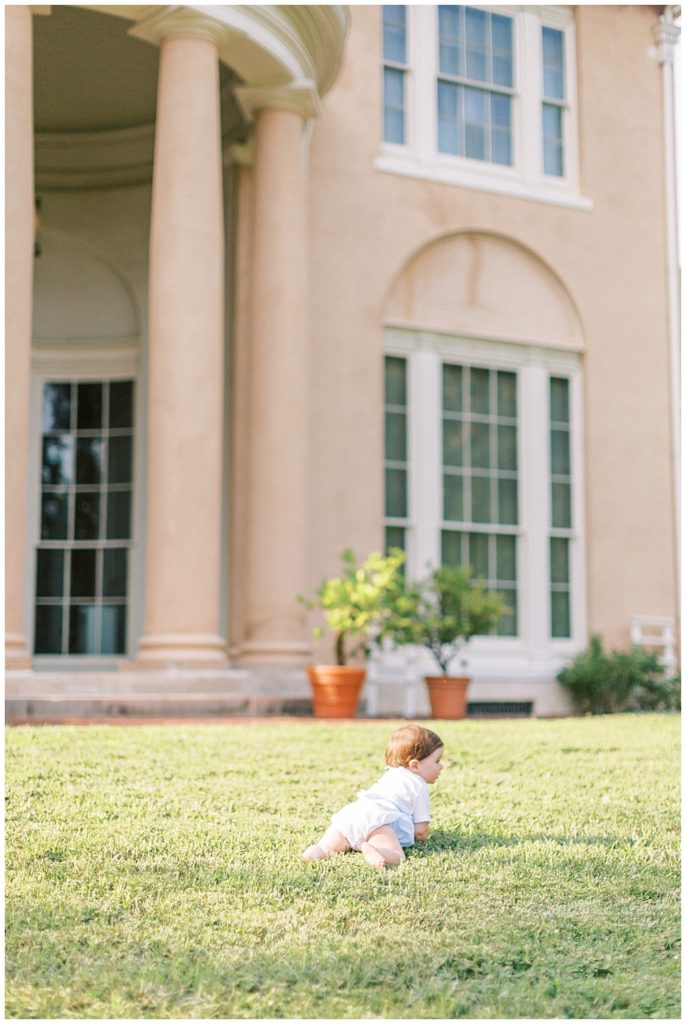 Baby Boy Crawls In Front Of The Manor At Tudor Place