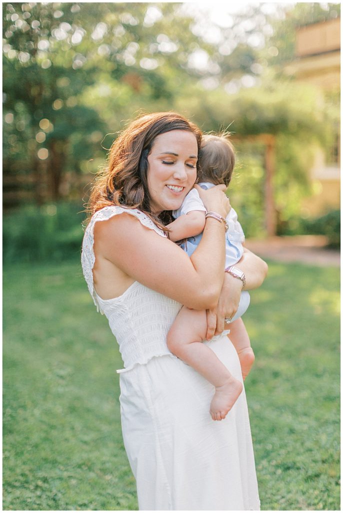 Mother Hugs Her Son