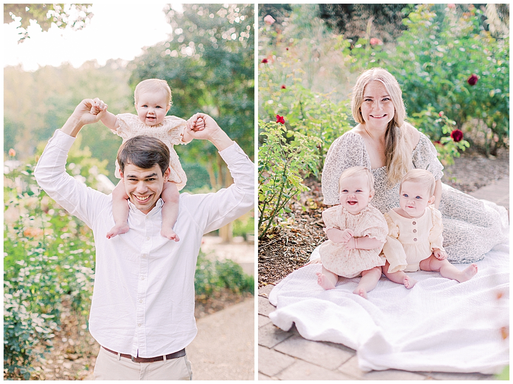 Father And Mother With Their Twin Baby Girls