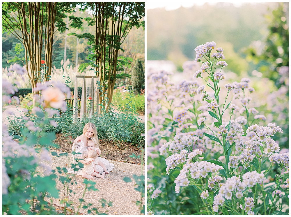 Mother Sitting With Her Baby Girl In A Garden