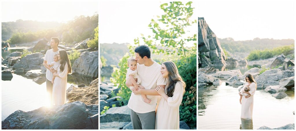 A Collage Of 3 Images Of A Family Session In Great Falls, Maryland.