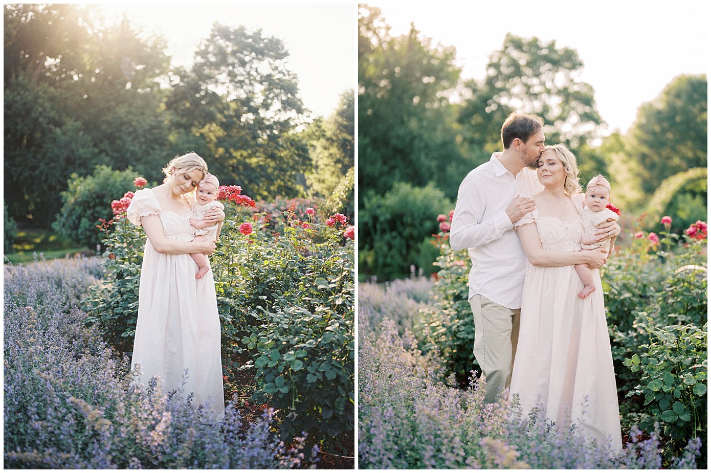 Two Images From A Family Session At Bon Air Rose Garden