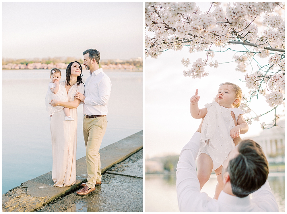 A Tidal Basin Cherry Blossom Family Session With A Mother, Father, And One Year Old Daughter In Washington Dc