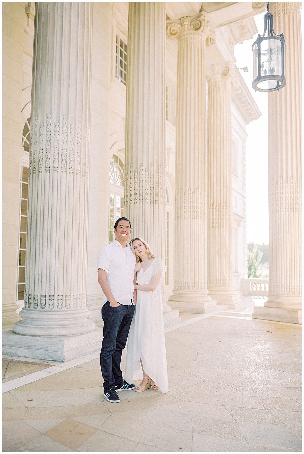 Mother And Father Stand Together At Dar Constitution Hall, Looking At The Camera During Their Dar Constitution Hall Family Photo Session.