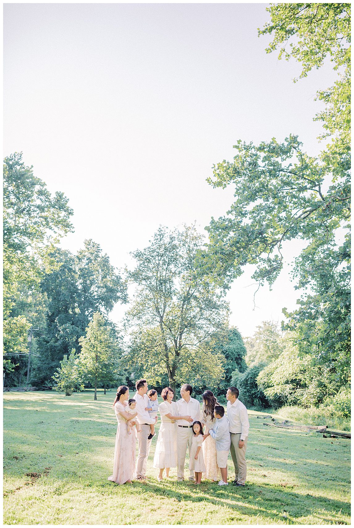 A Large Family Stands Together During Their Colvin Run Mill Family Photos.