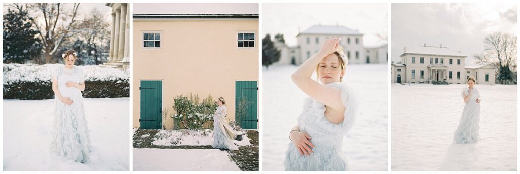 Maryland Photoshoot Locations - Collage Of 3 Images From A Maternity Photo Session At Riversdale Manor.