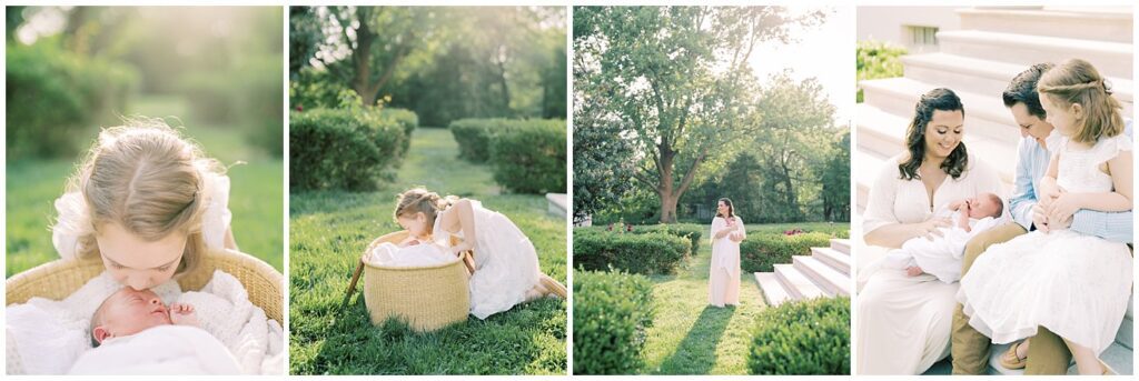 Maryland Photoshoot Locations - Collage Of 3 Images From Newborn Photo Session At Riversdale Manor.