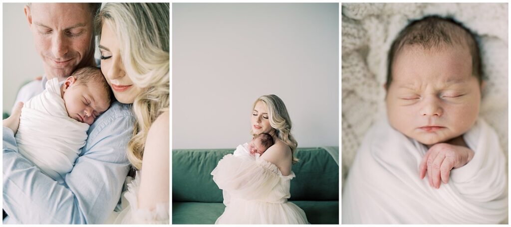 Collage Of Three Newborn Images, Photographed By Bethesda Newborn Photographer Marie Elizabeth Photography.