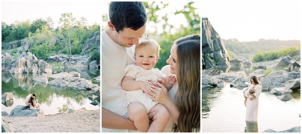 Collage Of Three Images Of Great Falls Park Photos Of A Family Session.