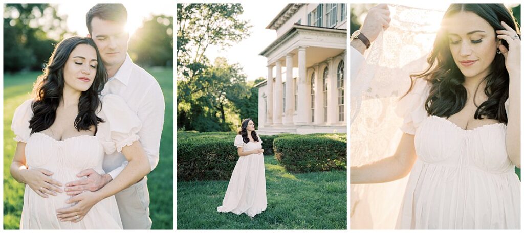 Collage Of 3 Images From A Maternity Session At Riversdale Manor In Riverdale Park.