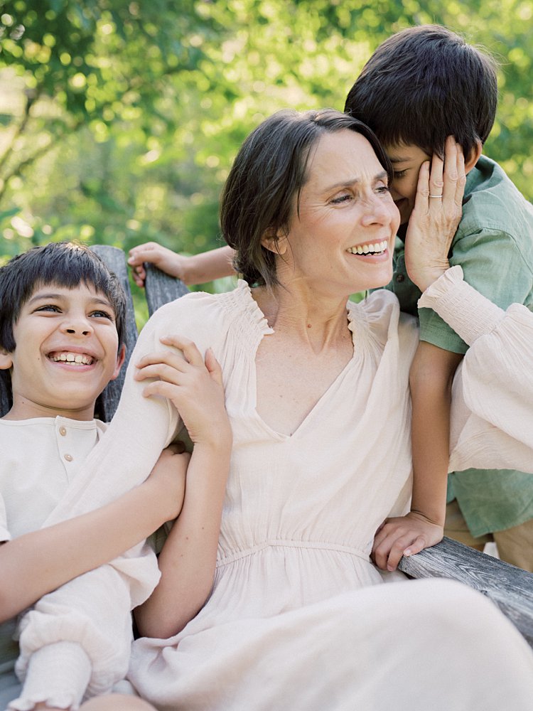 Mother And Sons Play Telephone During Their Great Falls Family Photos.