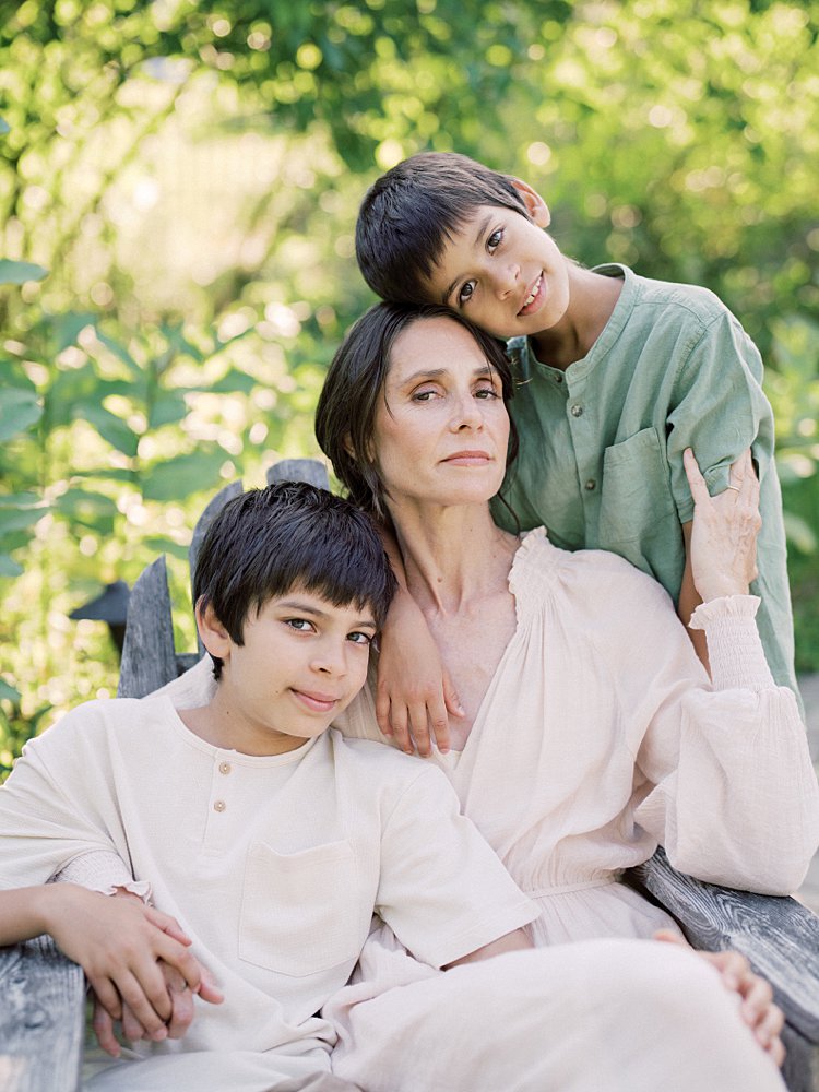A Mother Sits With Her Two Sons During Their Great Falls Family Photos.