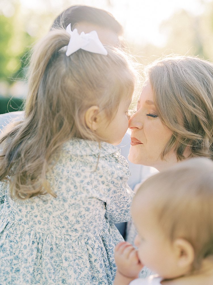 A Mother And Daughter Go Nose-To-Nose During Their Mormon Temple Washington Dc Family Photos.