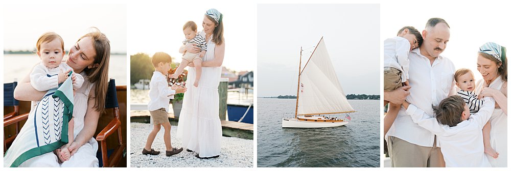 These St. Michael's family photos on a sailboat collage of four images.