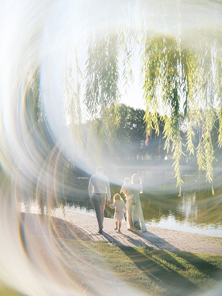 Artistic Image Of A Family Walking Together.