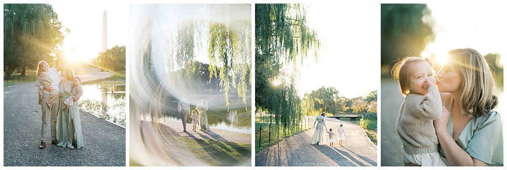 Collage Of Four Images Of Downtown Dc Family Photos At Constitution Gardens.