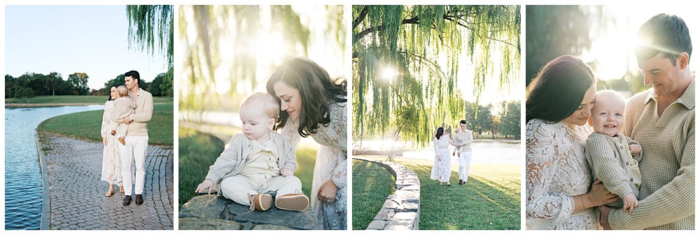 Four Images Next To One Another From A One Year Photo Session For A Blog Post About What To Bring To A Family Photo Session.