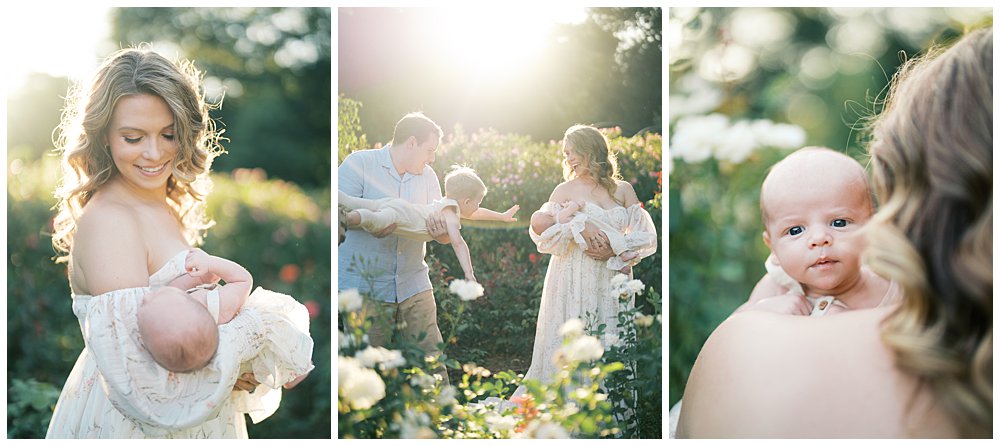 How To Choose The Best Location For Your Newborn Session: Collage Of Three Images From An Outdoor Newborn Session. 