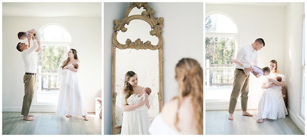 How To Choose The Best Location For Your Newborn Session: Collage Of Three Images From A Studio Newborn Session. 