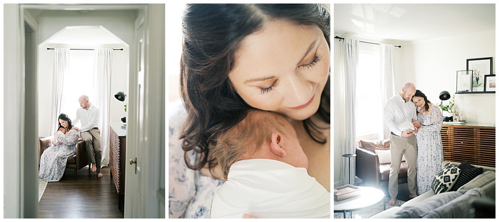 Collage Of Three Images From An In-Home Newborn Session: How To Prepare Your Home For An In-Home Newborn Session