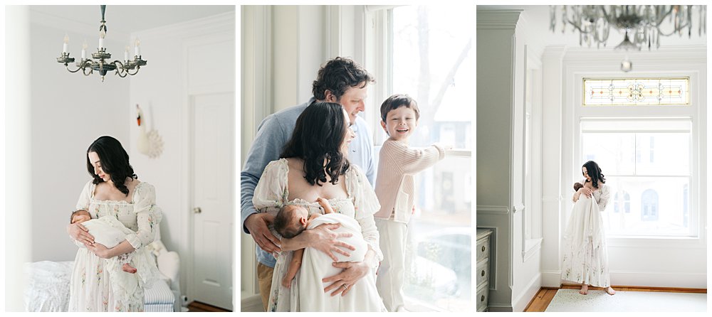 How To Prepare Your Home For An In-Home Newborn Session: Collage Of 3 Images From A Georgetown Newborn Session.