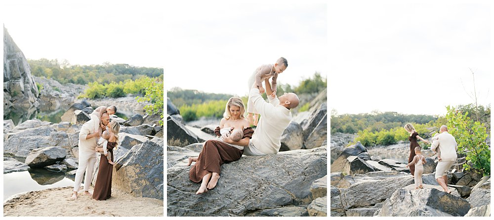 What If It’s Rainy Or Cloudy On My Session Day? Collage Of Three Images From A Cloudy Day Family Session At A Rocky Beach.