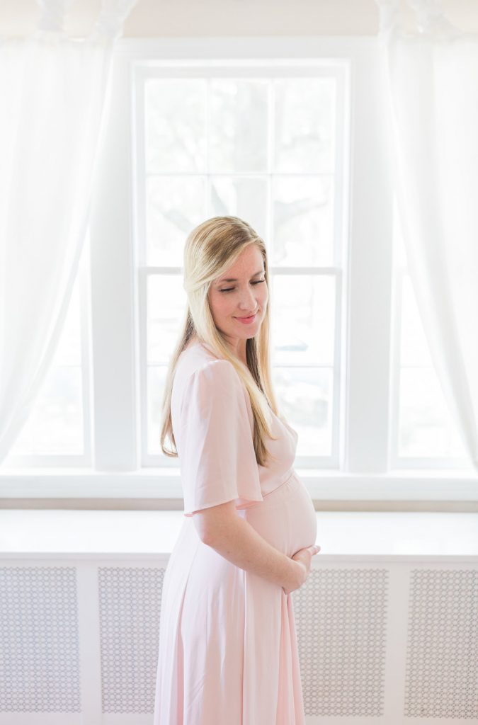 DC Maternity Photographer, Marie Elizabeth Photography, standing in living room