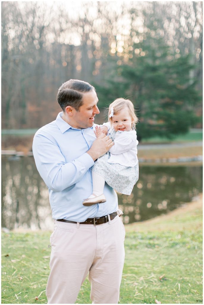 Father and daughter during family session in Brookside Gardens, Maryland
