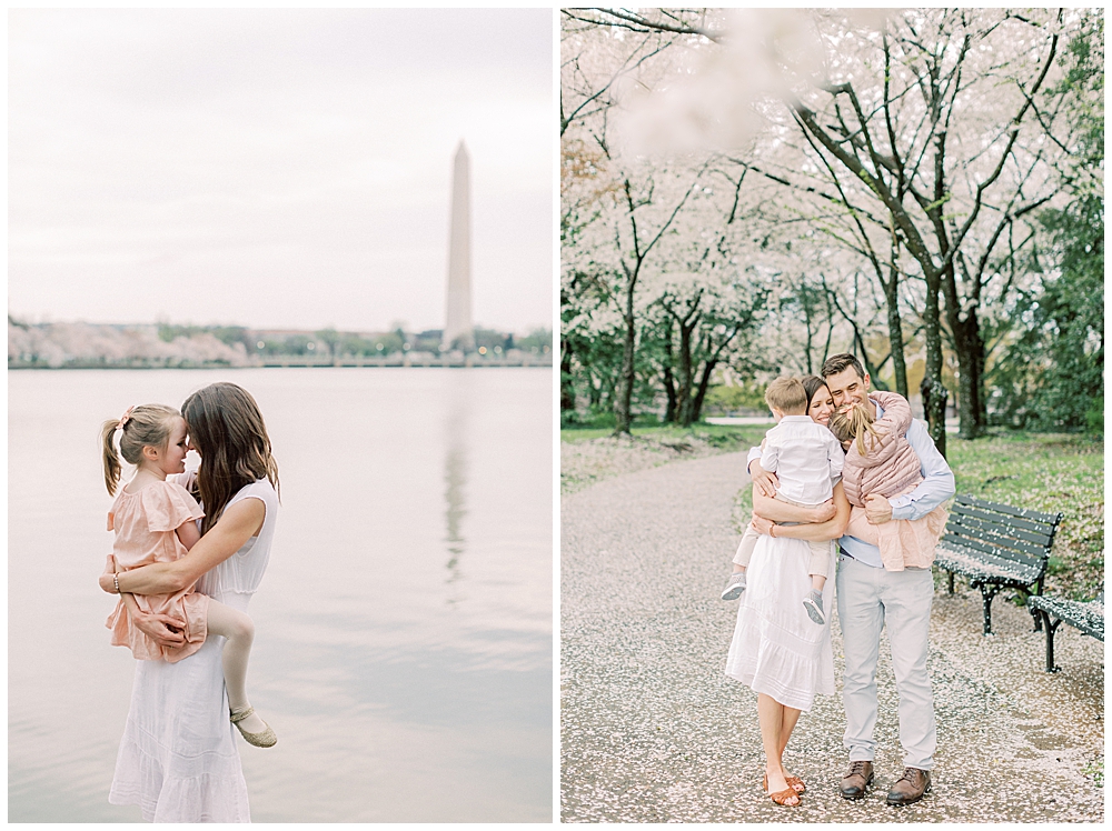 Family with children during DC cherry blossoms
