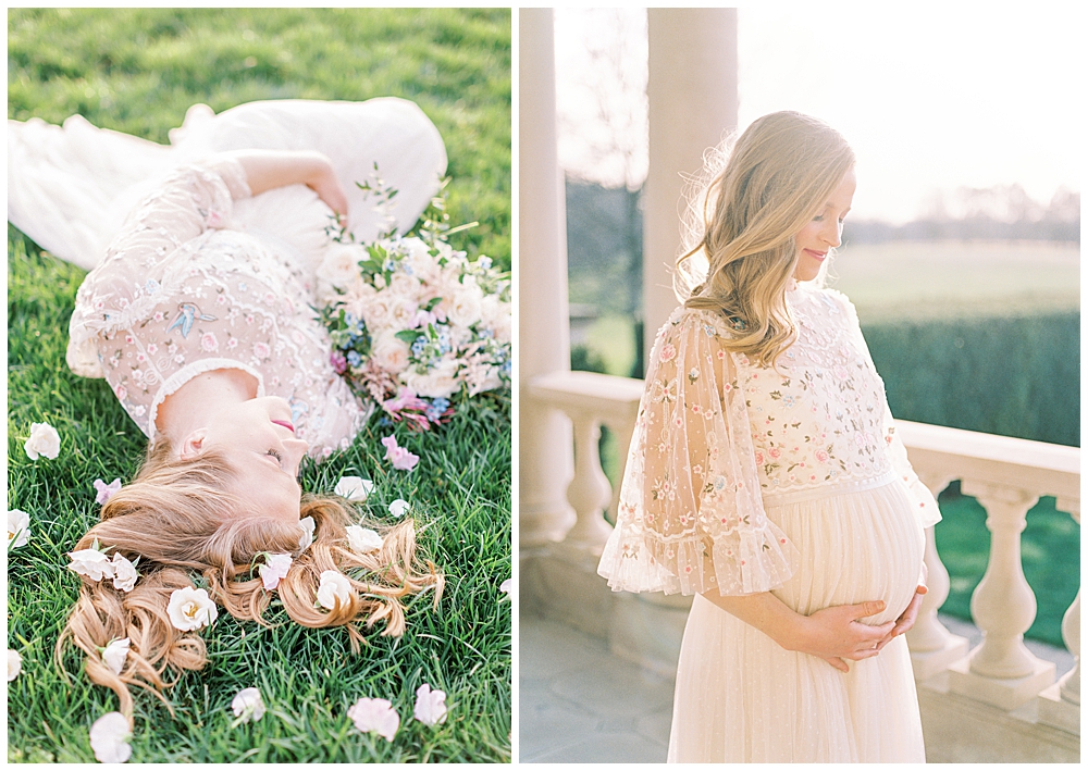 DC maternity session with flowers at The Great Marsh Estate