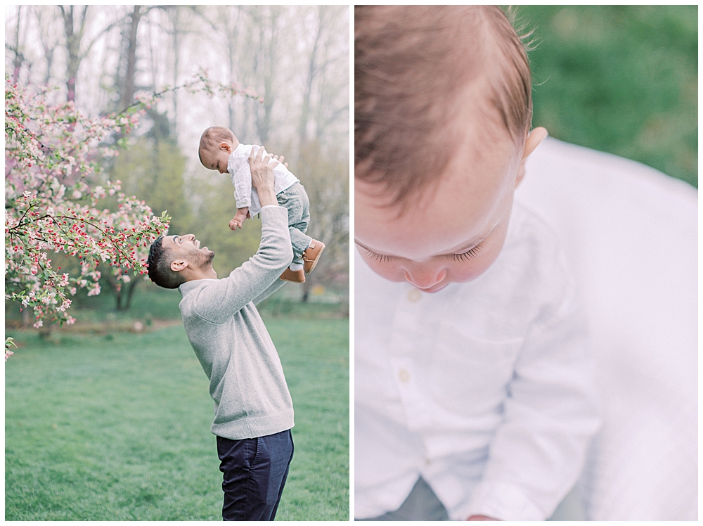 Father and his baby boy during a family session in Brookside Gardens