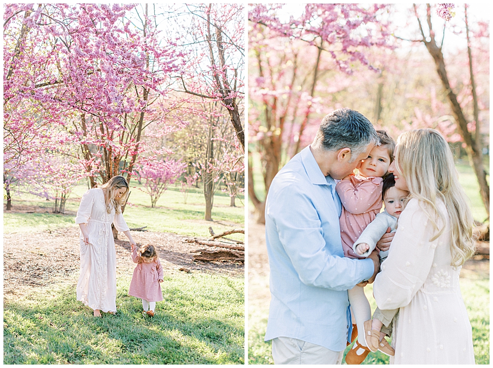 National Arboretum cherry blossoms featured during this DC family photo session