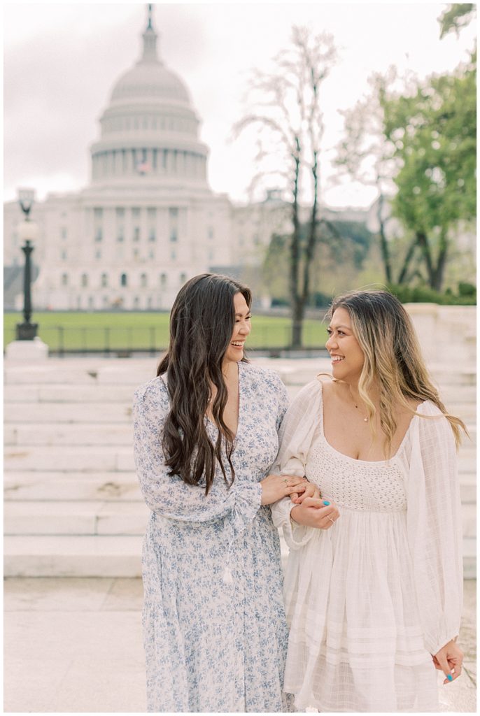 Sisters stand together during DC photo session at the Capitol