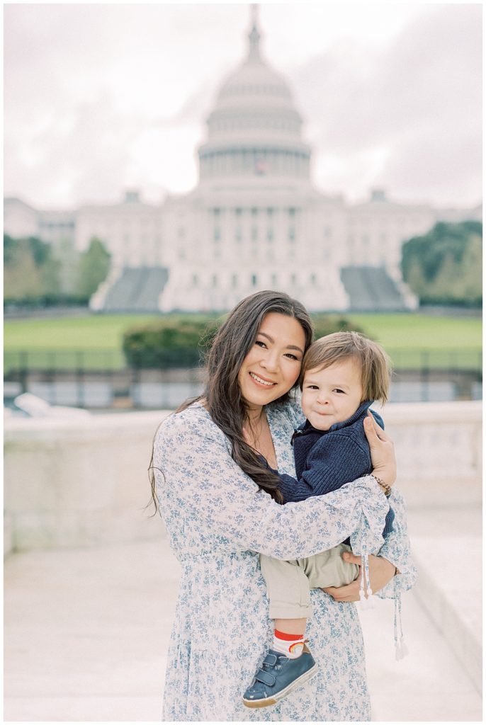 Mom and son during their family photography session in Washington, D.C.