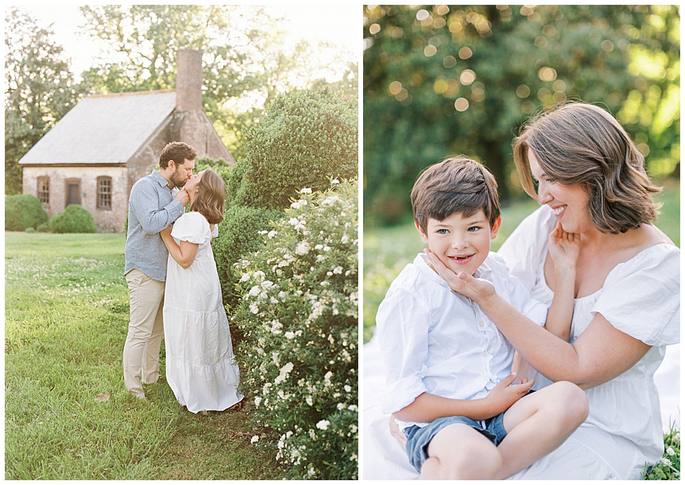 Family photographers in Maryland | Mother holds her son's head