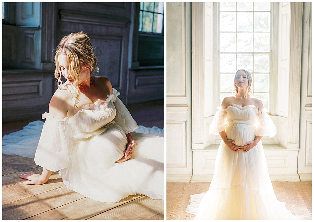 Light-filled maternity session at Salubria in Northern Virginia