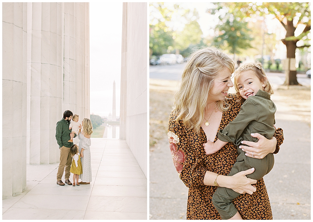 DC family photo session at the Lincoln Memorial and Lincoln Park