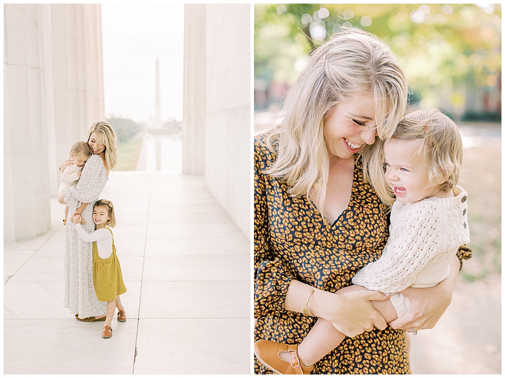 Mother and daughters during their family photos in Washington DC